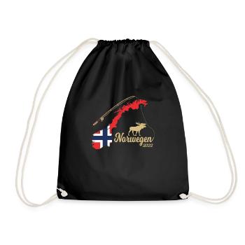 Norwegen 2022 Fjord Angeln Skandinavien Motive - Turnbeutel - Schwarz - Vorne