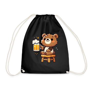 Cute Bear Drinking Beer 3 - Turnbeutel - Schwarz - Vorne