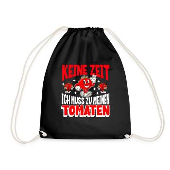 Keine Zeit, ich pflege meine Tomaten - Turnbeutel - Schwarz - Vorne