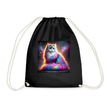 Chat magique de la galaxie avec fourrure arc-en-ciel - Sac de sport léger - noir - Devant