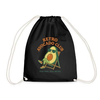 Retro avocado with sunglasses - Drawstring Bag - black - Front