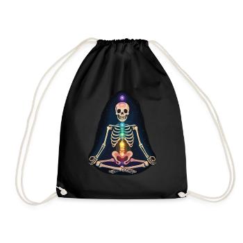 Skelett Yoga - Chakren Meditation - Turnbeutel - Schwarz - Vorne