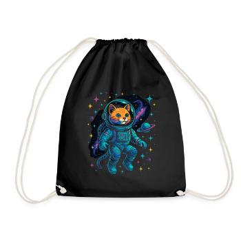 Space Cat - Astronaut Cat - Drawstring Bag - black - Front