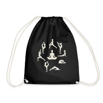 Yoga Poses Silhouettes Meditation - Drawstring Bag - black - Front