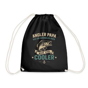 Angler Papa Wie Ein Normaler Papa Nur Viel Cooler - Turnbeutel - Schwarz - Vorne