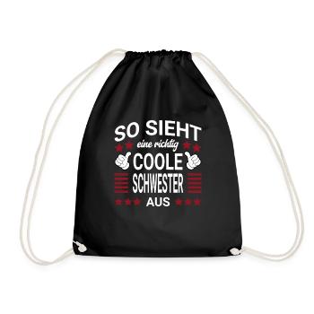Coole Schwester Style - Turnbeutel - Schwarz - Vorne