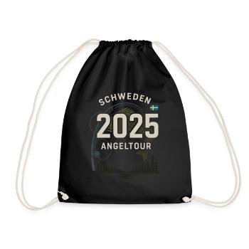 Schweden Angeltour 2025 Abenteuer - Turnbeutel - Schwarz - Vorne