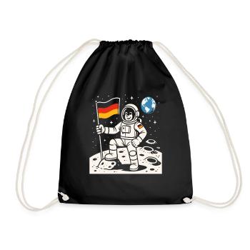 Abenteuerlustiger Astronaut Mit Deutscher Flagge - Turnbeutel - Schwarz - Vorne