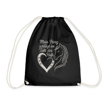 My heart beats to the beat of the hooves - Drawstring Bag - black - Front