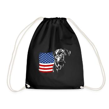 Rottweiler America Flag Dog Dogs Wilsigns - Drawstring Bag - black - Front