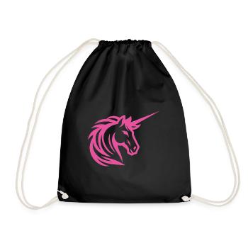 Rosa Einhorn " Pink Unicorn Design" - Turnbeutel - Schwarz - Vorne