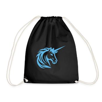 Blue Unicorn - Simple Design - Drawstring Bag - black - Front
