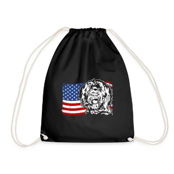 BARBET America Flag Dogs Dog Wilsigns - Drawstring Bag - black - Front