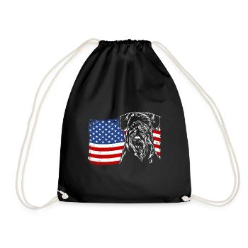 Schnauzer America Flag Dog Dogs Wilsigns - Drawstring Bag - black - Front