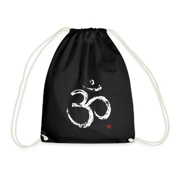 OM white, white - Drawstring Bag - black - Front