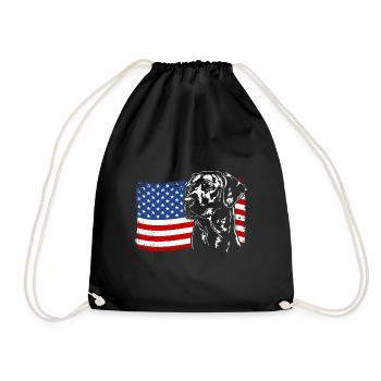 Rhodesian Ridgeback America Flag Dogs Wilsigns - Drawstring Bag - black - Front