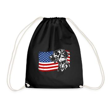 Hanoverian Scent Hound America Flag Dogs - Drawstring Bag - black - Front