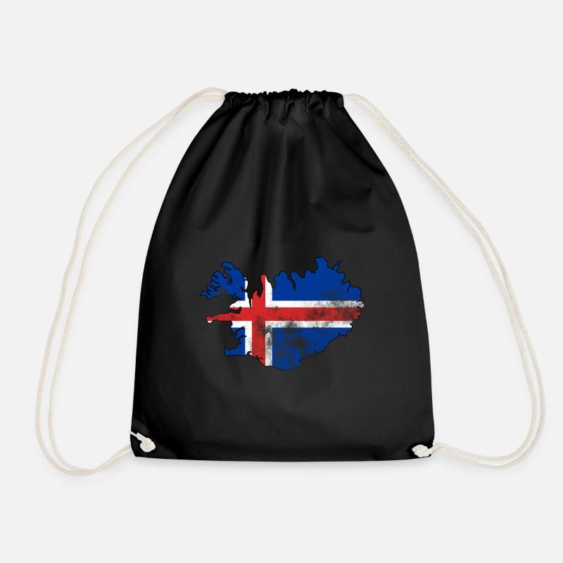 Island Flagge Grunge - Turnbeutel - Schwarz