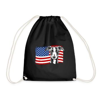 Whippet America Flag Dogs Dog Wilsigns - Drawstring Bag - black - Front