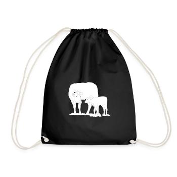 Vache avec lineart de veau - Sac de sport léger - noir - Devant