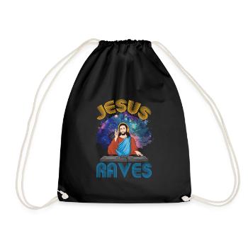 Jesus Raves Techno Raver Party Festival Cadeau - Sac de sport léger - noir - Devant