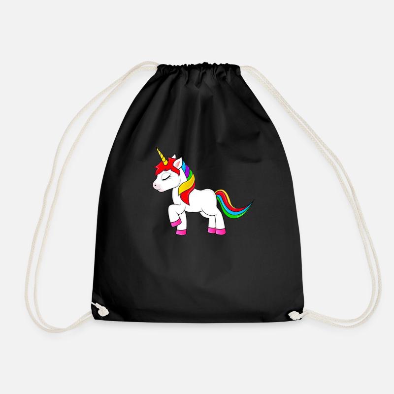 Cute unicorn - Drawstring Bag - black