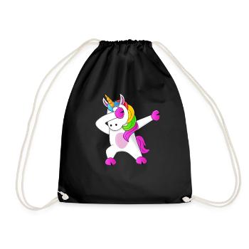 Einhorn Dabbing Unicorn - Turnbeutel - Schwarz - Vorne