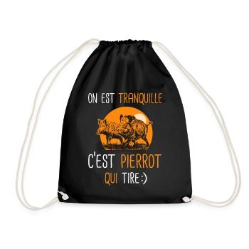 chasse Tranquille Pierrot qui tire Humour pierre - Sac de sport léger - noir - Devant