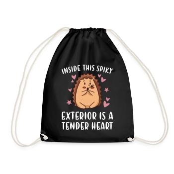 Inside This Spiky Exterior Is A Tender Heart - Drawstring Bag - black - Front