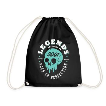 2001 anniversary skull 22 years - Drawstring Bag - black - Front