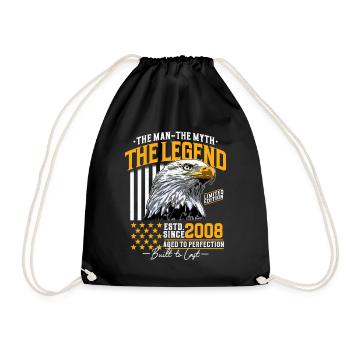 Vintage 2008 Man Myth Legend Birthday - Drawstring Bag - black - Front