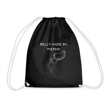 Belly Made By Pierogi Dumplings Funny Design - Drawstring Bag - black - Front