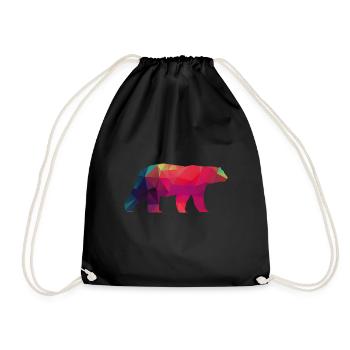Polar bear colorful bear polygon antarctic ice animal - Drawstring Bag - black - Front