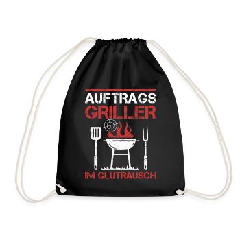 Auftragsgriller BBQ Grill Grillmeister Grillparty - Turnbeutel - Schwarz - Vorne