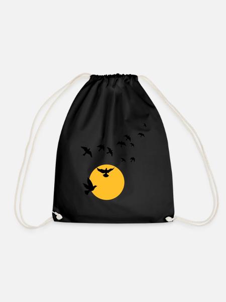 Birds in the sunset - Drawstring Bag - black