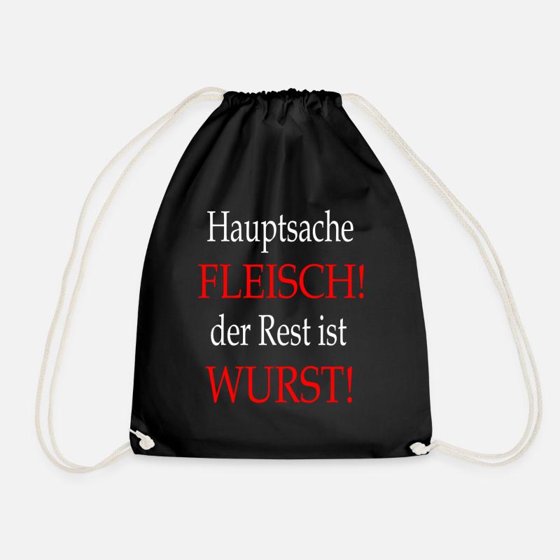 Hauptsache Fleisch - T-Shirt Sprüche - Turnbeutel - Schwarz