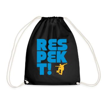 respect skateboard - Drawstring Bag - black - Front
