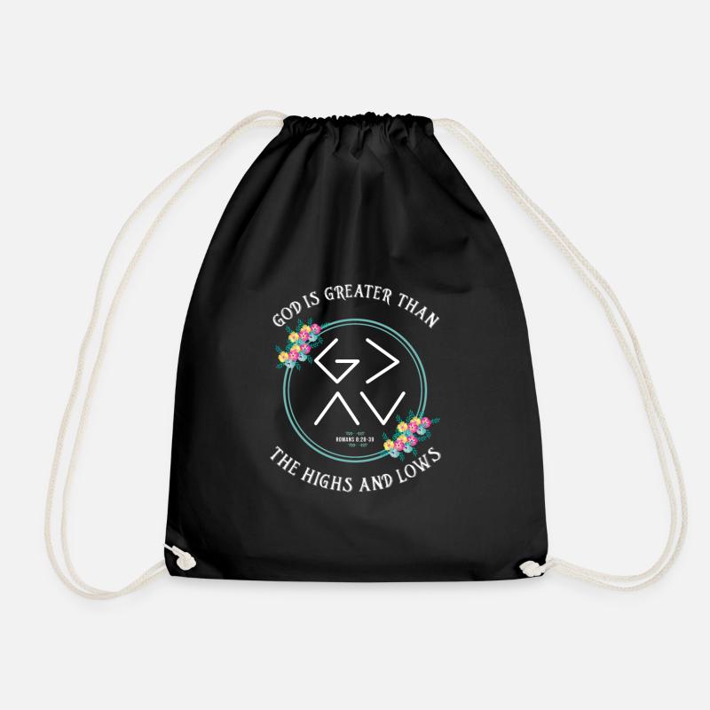 God is greater than the ups and downs - Drawstring Bag - black