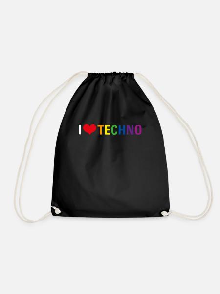 Ich liebe Techno - Turnbeutel - Schwarz