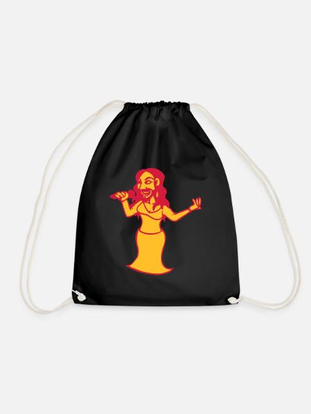 bearded lady woman with beard drag queen transvest - Drawstring Bag - black