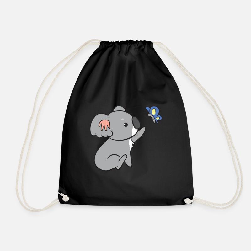 Koala - mit Schmetterling - Turnbeutel - Schwarz