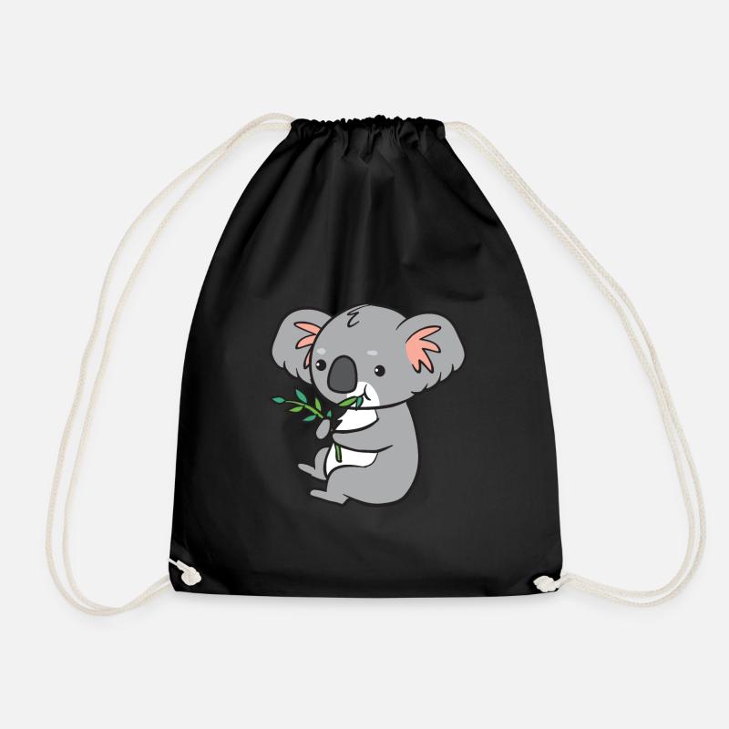 Koala - isst Eukalyptus - Turnbeutel - Schwarz