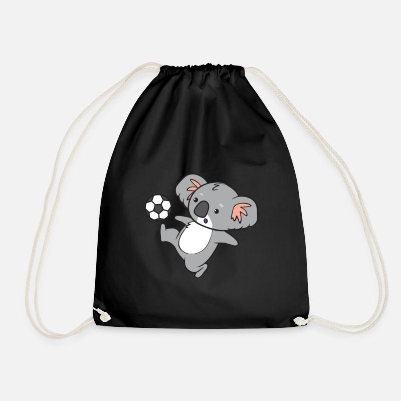 Koala - mit Fussball - Turnbeutel - Schwarz