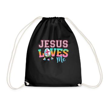 Jesus Loves Me - Drawstring Bag - black - Front