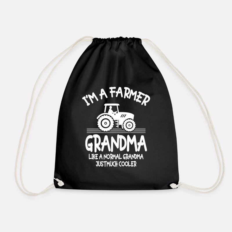I'm a Farmer Grandma - Drawstring Bag - black