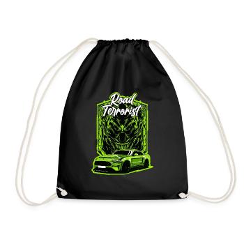 Road Terrorist Green Muscle Car - Drawstring Bag - black - Front