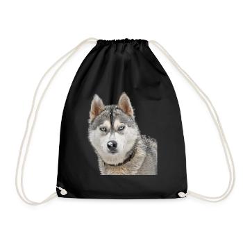 Husky in the snow - Drawstring Bag - black - Front