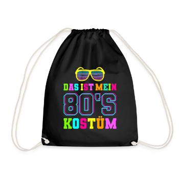 80s 80er Jahre Motto Party Kostüm - Turnbeutel - Schwarz - Vorne