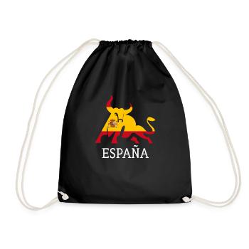 Spain Spanish Flag Souvenir Toro España Bull Silho - Drawstring Bag - black - Front