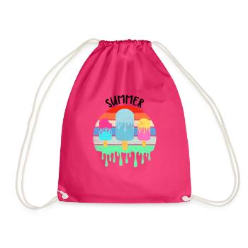 Schmelzendes Eis Heißer Sommerurlaub Retro Vintag - Turnbeutel - Fuchsia - Vorne